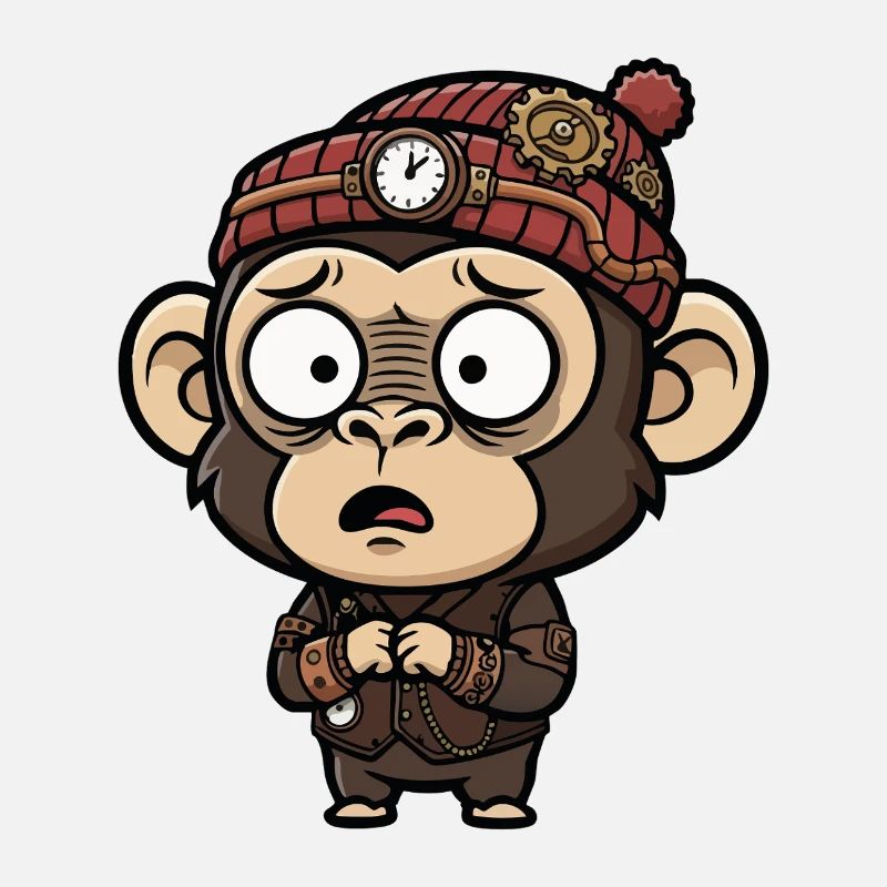 Monkey Inventor Steampunk Clock Hat