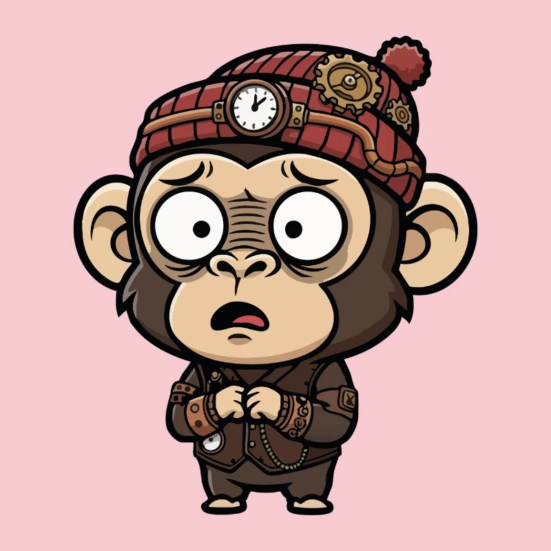 Monkey Inventor Steampunk Clock Hat