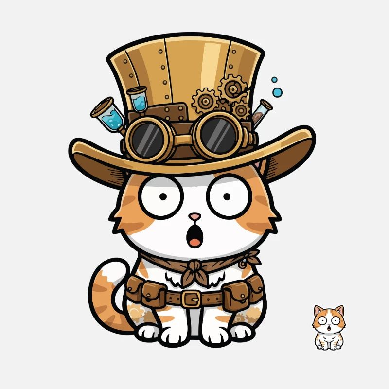 Cat Explorer Steampunk Top Hat Goggles