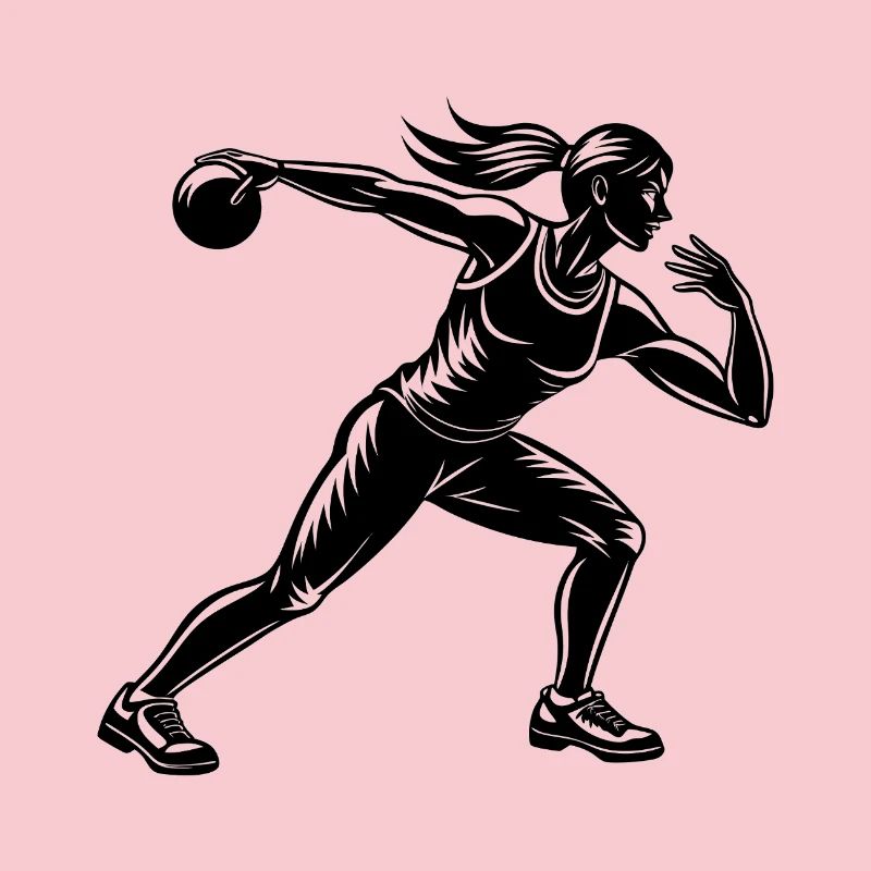 Fille lanceuse du poids pour l’athlétisme