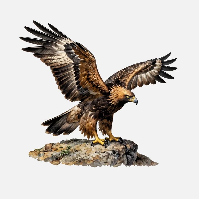 Eagle in flight on steep rock