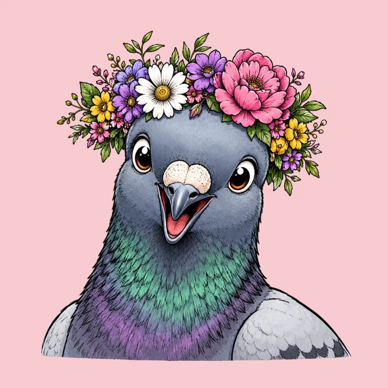 Colombe décorée de fleurs
