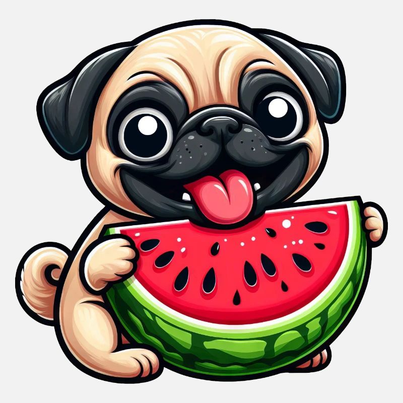 Sweet Pug pastèque Fruit d’été Heureux