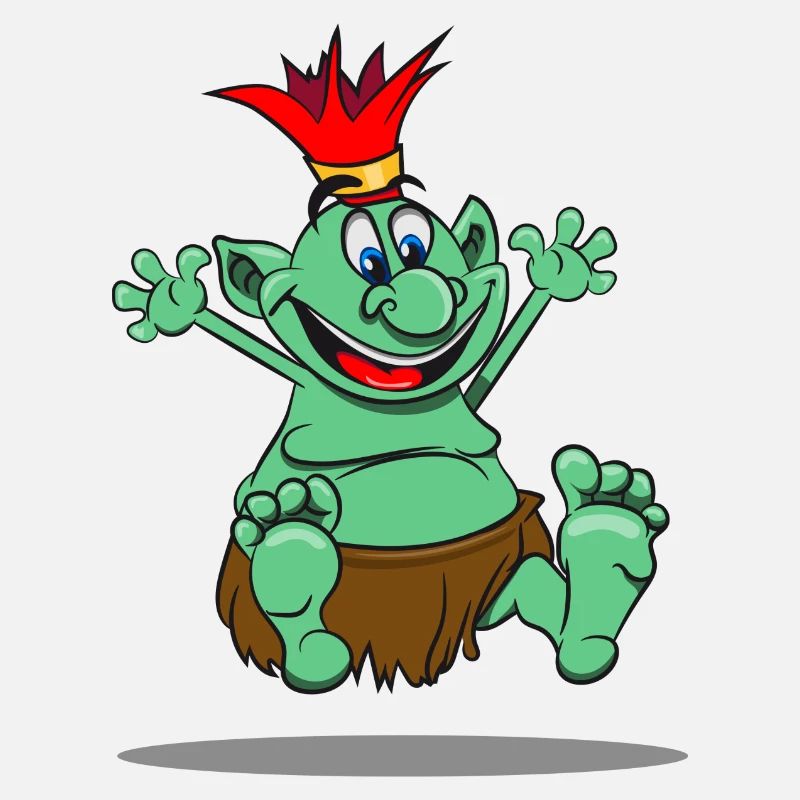 troll funny cartoon joy spitzohr maerchen forest