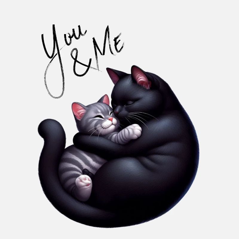 Du und ich schwarze und graue Katze graue Version