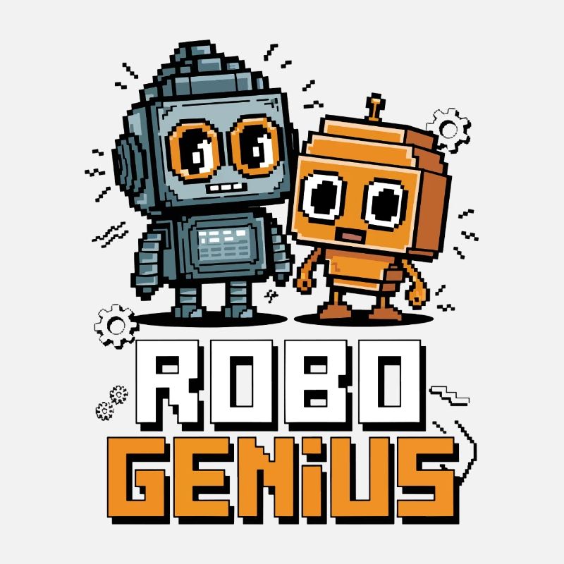 Rétro Pixel Robo Genius Mignon Robot Art