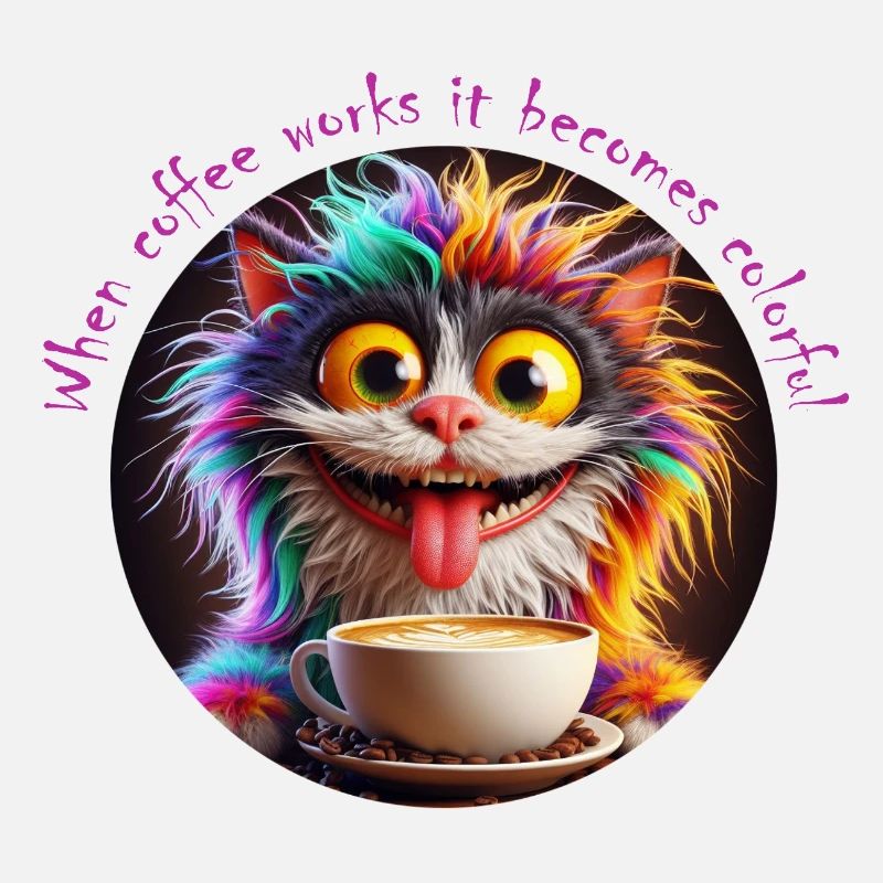 Cat Colorful Coffee