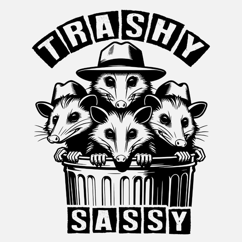 3 coole Opossums Trash Trio im Mülleimer