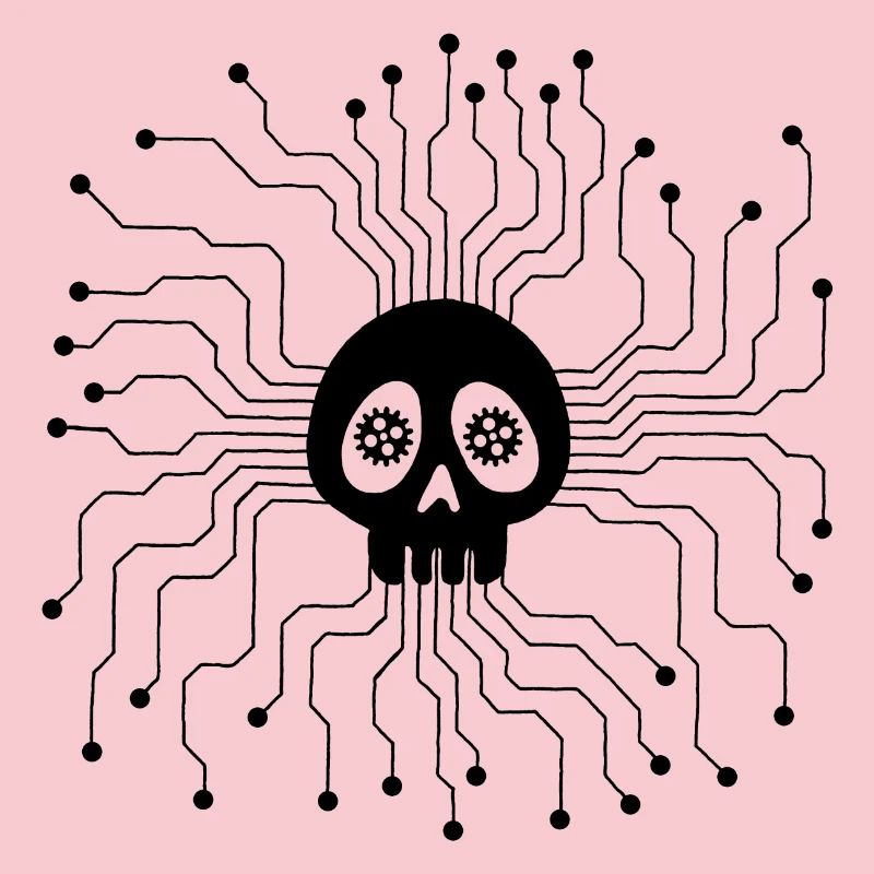 Black microprocessor skull