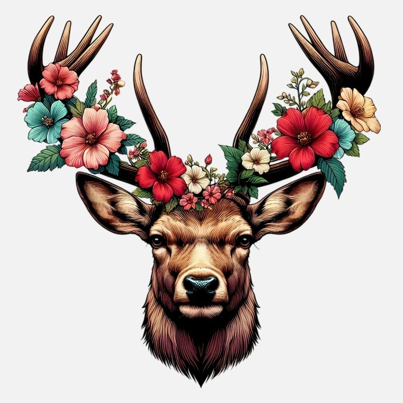 Cerf avec des fleurs
