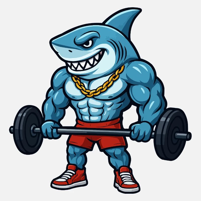 Muscles de requin, bodybuilder comique