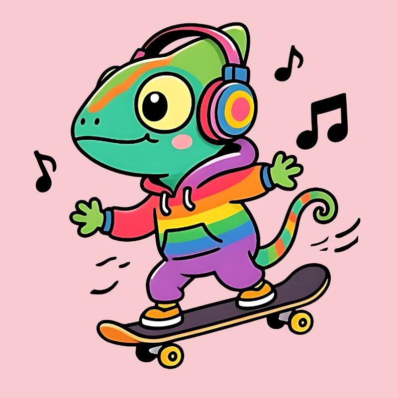 Rainbow Chameleon on Skate
