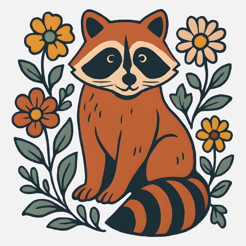 Panda roux dans le cercle de fleurs