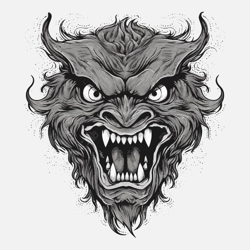 Wild werewolf with nasty teeth, sharp teeth
