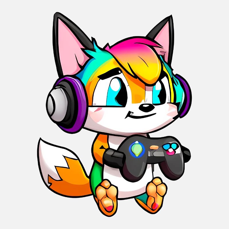 00251 süßer Fuchs mit Headset und Controller