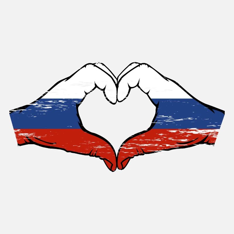 Drapeau de la Russie Mains Coeur Forme Utilisé
