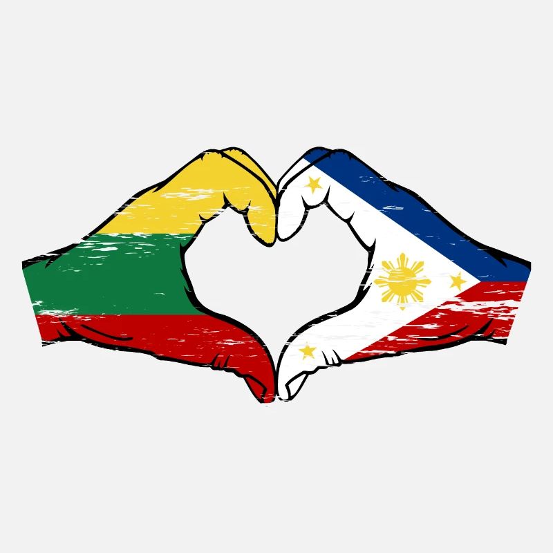 Lituanie Philippines drapeau mains forme de coeur utilisé