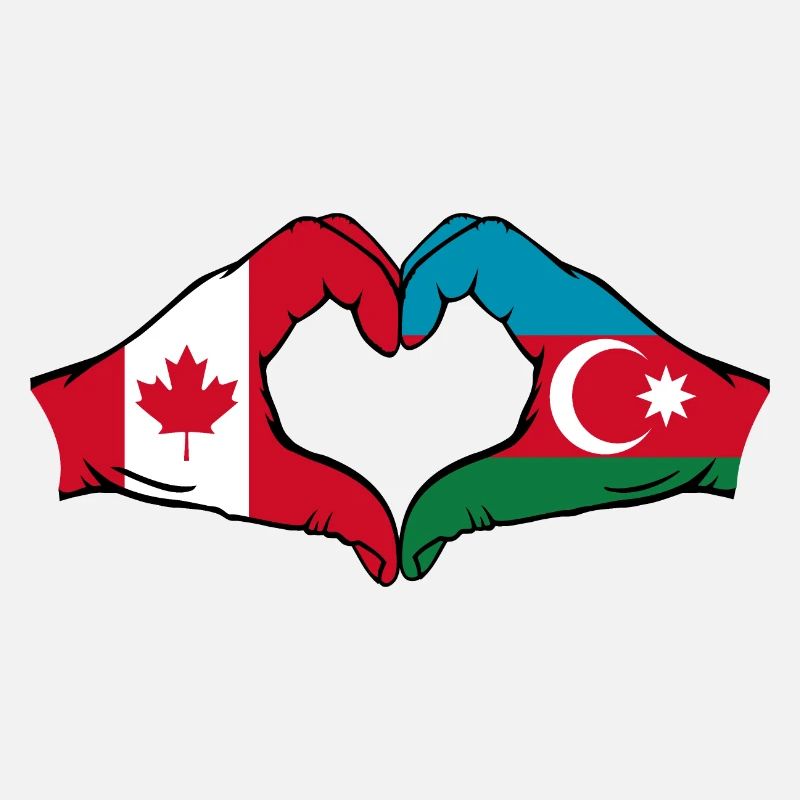 Forme de coeur du Canada Azerbaïdjan avec les mains