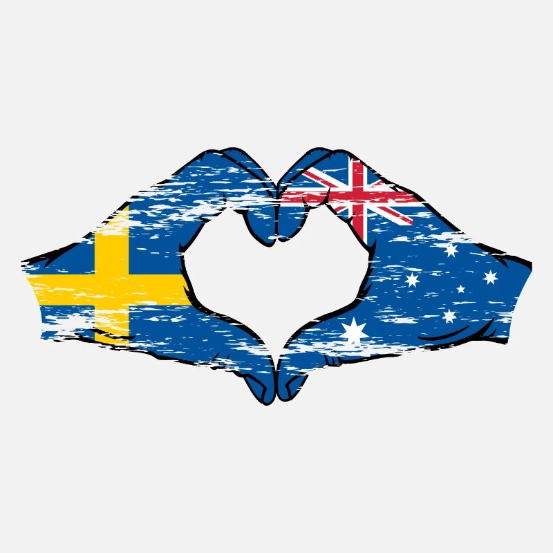 Suède Australie Drapeau Coeur Forme Utilisé