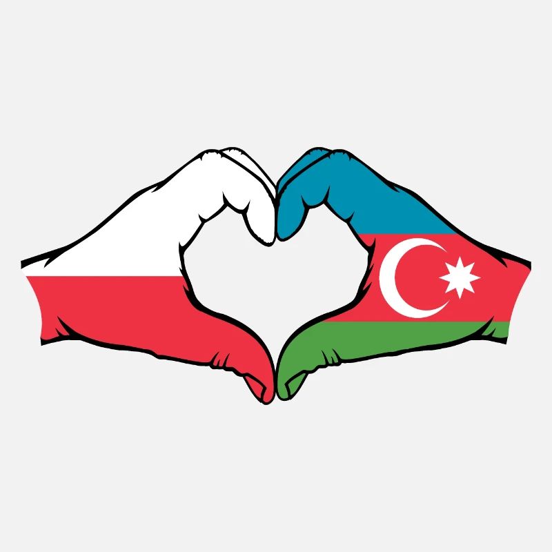 Pologne Azerbaïdjan Drapeau Mains Coeur Forme