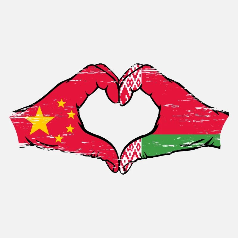 Chine Biélorussie drapeau mains forme de coeur utilisé