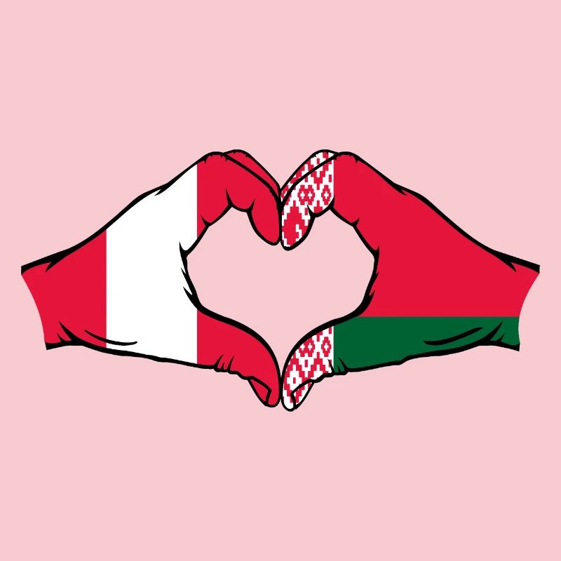 Pérou Biélorussie Drapeau Mains Coeur Forme