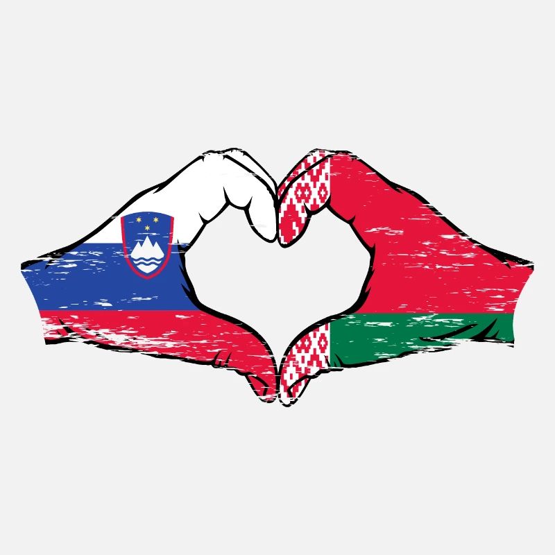 Slovénie Biélorussie drapeau mains forme de coeur utilisé