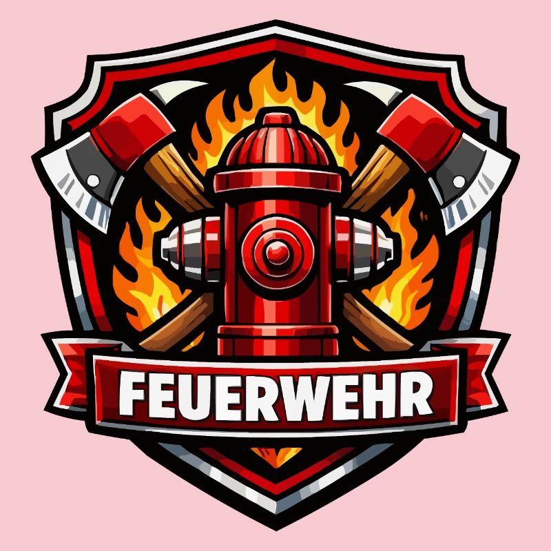 Fire Brigade Logo with Fire Hydrant and Flames