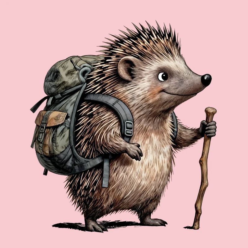 Hiking hedgehog with backpack