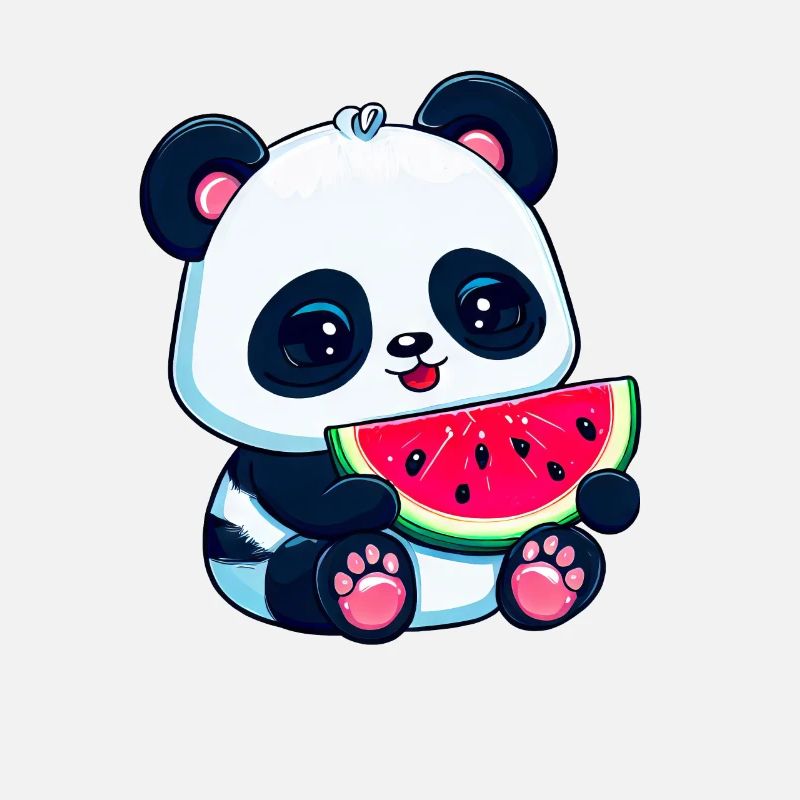 Un panda mignon mange de la pastèque