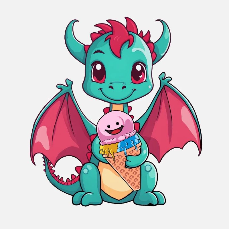 Dino Drache Drachen Eiswaffel Eis naschen Kinder
