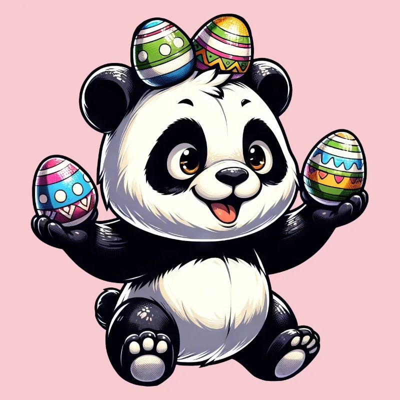Cute Panda & Funny Easter Eggs