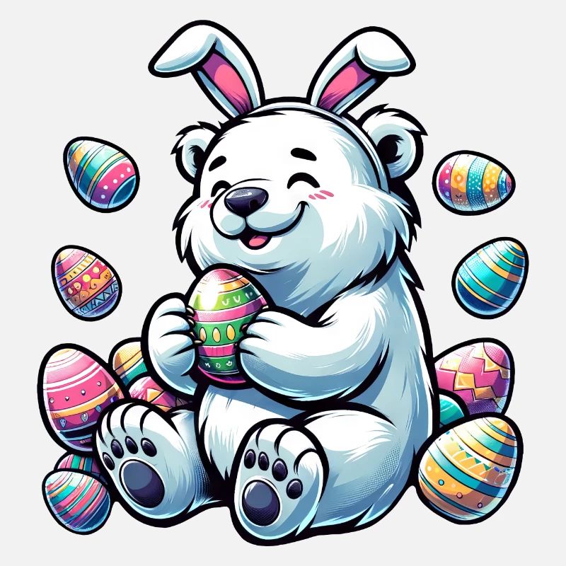 Cartoon Polar Bear Easter Egg Motif