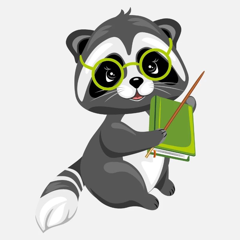 Süßer schlauer Waschbär mit einem Buch