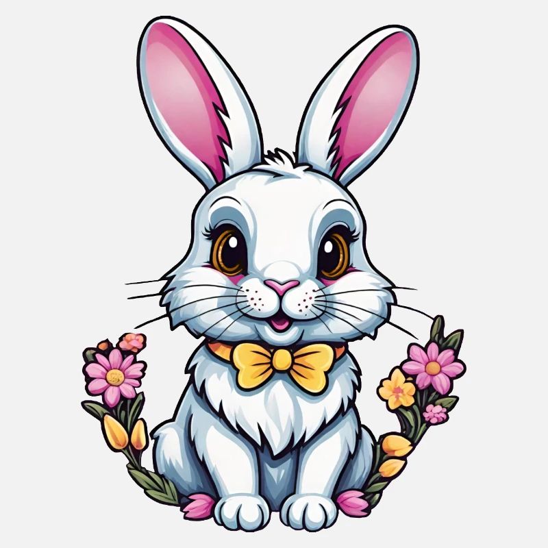 Lapin avec des fleurs