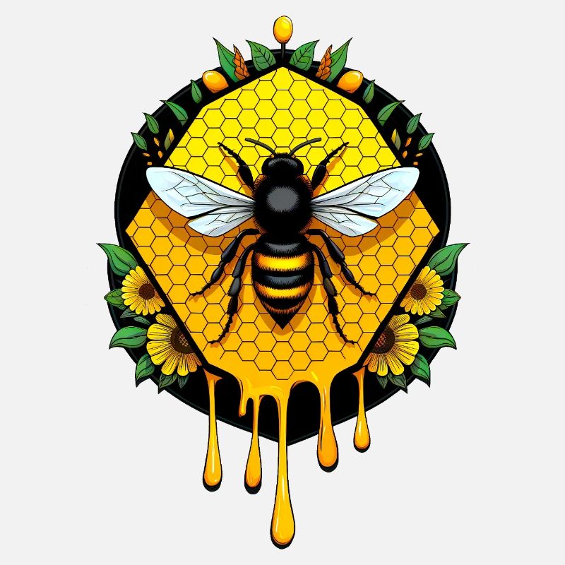 Bee on honeycomb