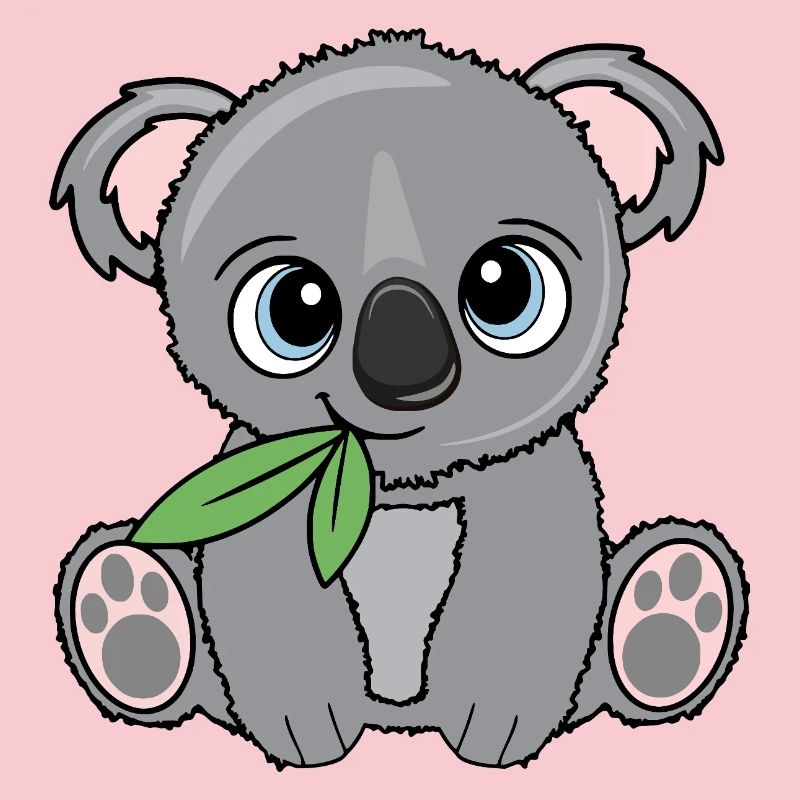 Small koala with leaf