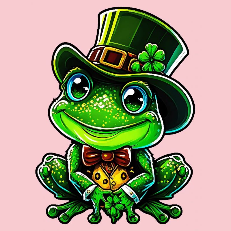Grenouille joyeuse avec chapeau haut de forme de la Saint-Patrick