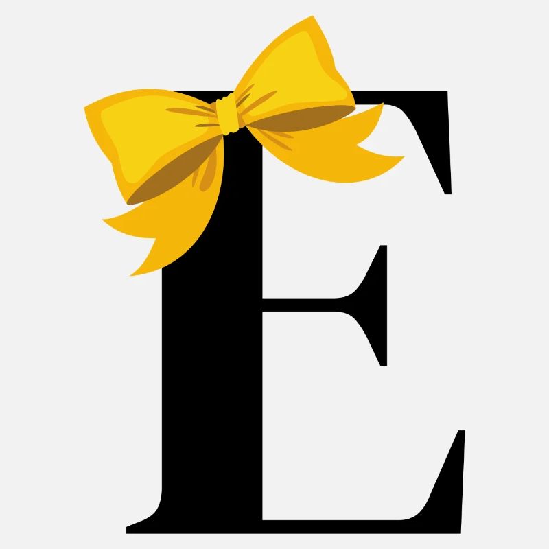Lettre e nœud jaune