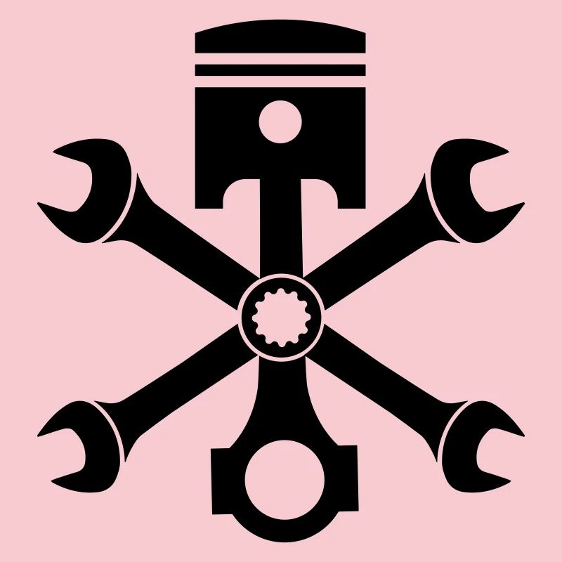 Engine piston screw wrench emblem crossed