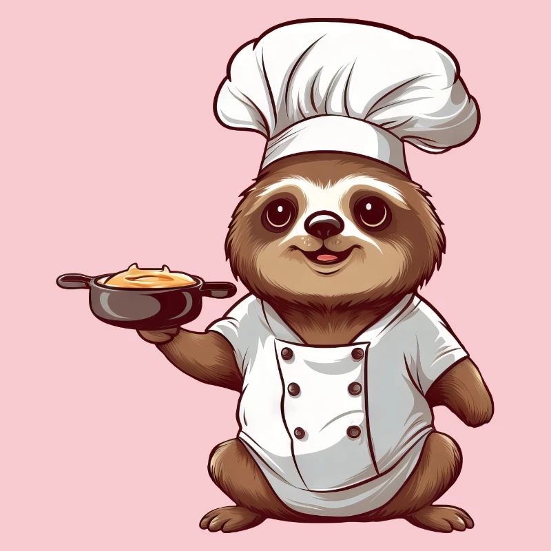 Cute Sloth Comic Chef with Chef's Hat Design