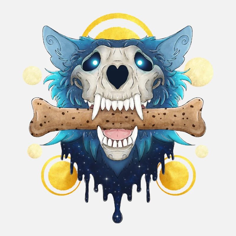 Hellhound Skull Gold - Demonic Wolf & Cookie Bone