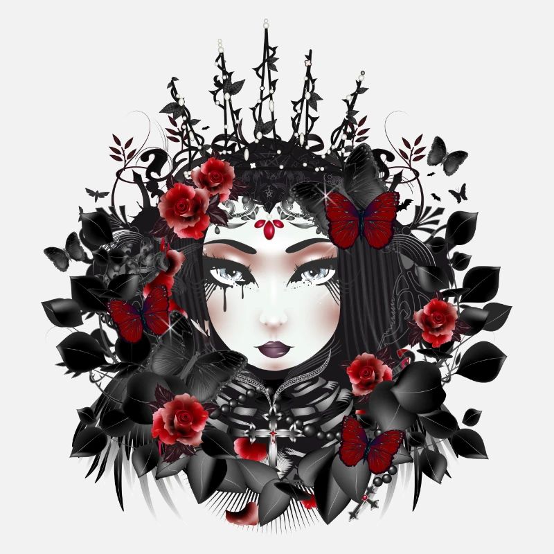 Victorian Gothic queen with crown and roses