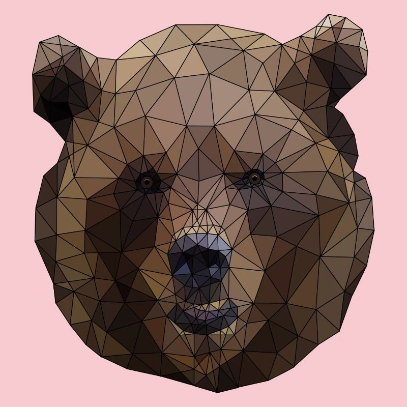 Polygonal Brown Bear Triangular Low Poly Art