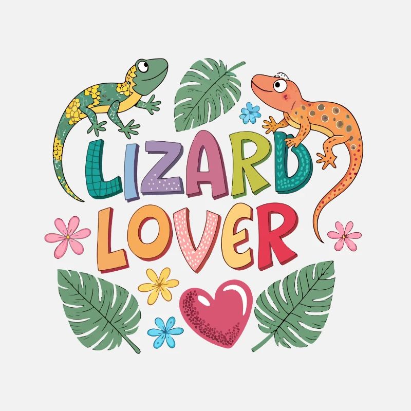 Design de Lizard Lover avec Animaux et Fleurs