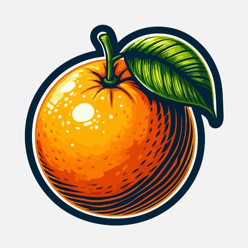 Helles Cartoon-Orange mit Blatt