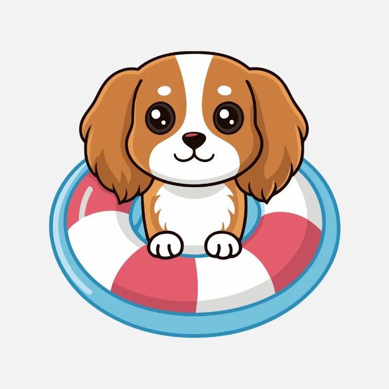 Chiot adorable en bouée piscine