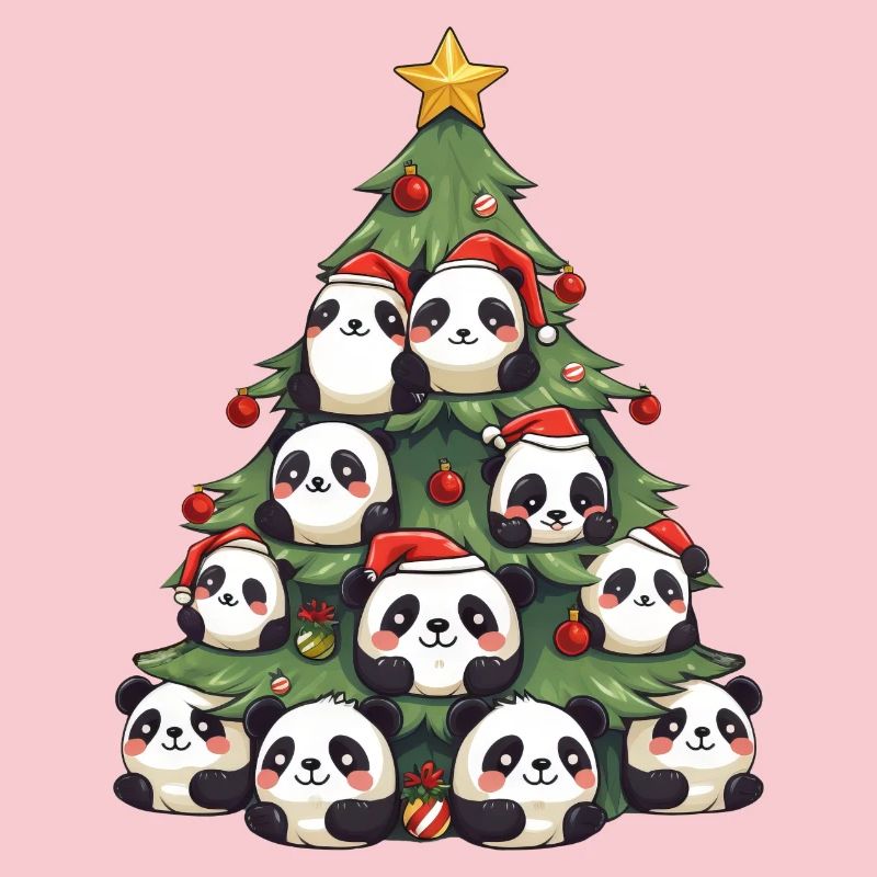 Weihnachtspanda - Ein festlicher Baum mit einem