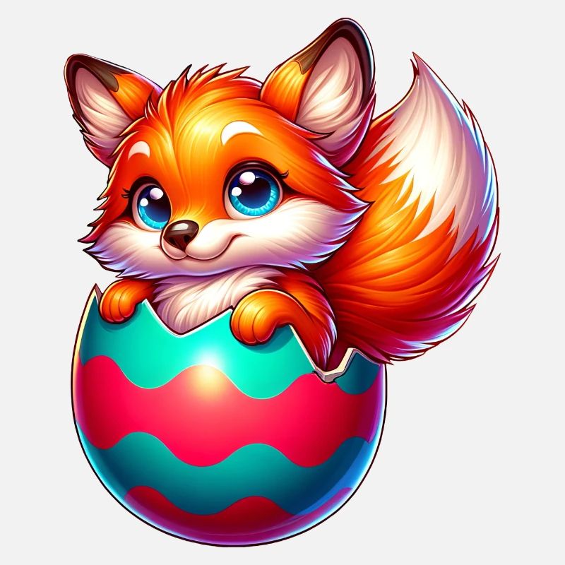 Hatching red fox from Easter egg
