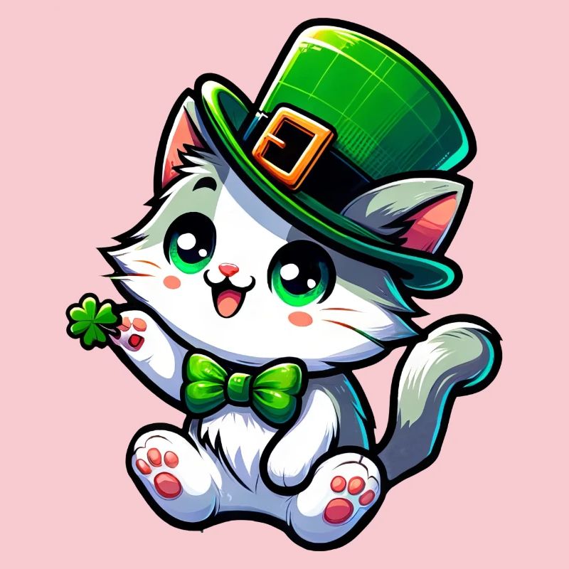 Dessin animé de chat de la Saint-Patrick